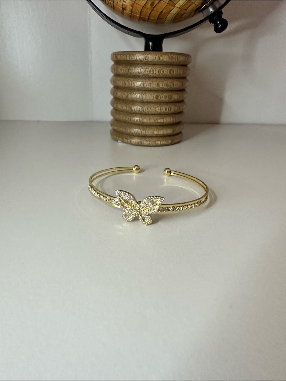 Gold Butterfly Crystal Cuff Bracelet